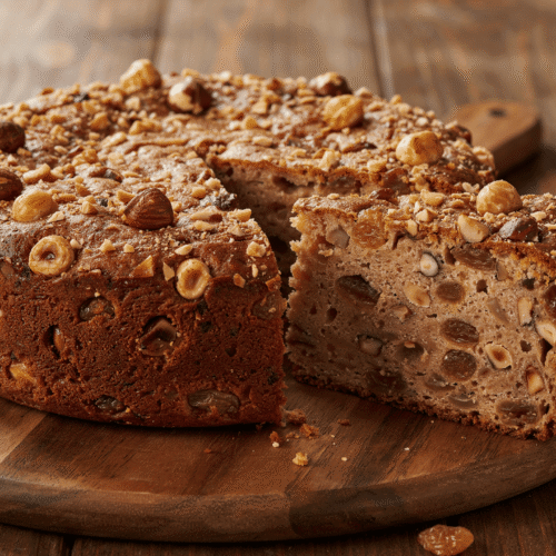 Bolo de avelãs com sultanas