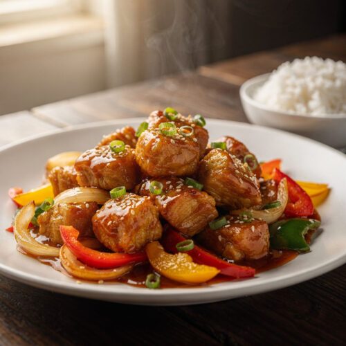 Carne de porco ao molho agridoce