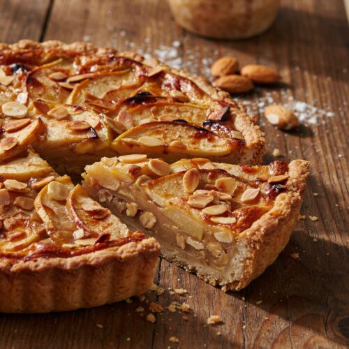 Tarte dourada de amêndoas e maçã
